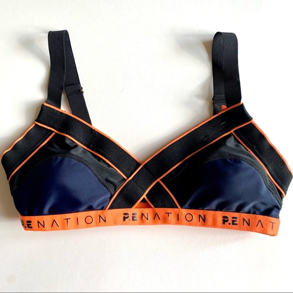 P.E Nation Other - P.E. NATION Navy Blue, Orange & Black Triangle Top Spandex Sports Bra Size M